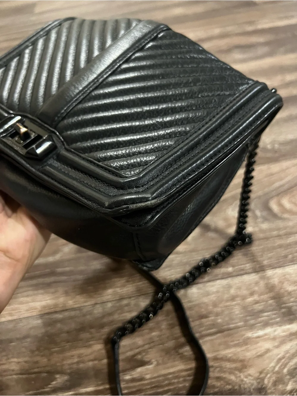Rebecca Minkoff Black Small Love Quilted Chevron Crossbody bag